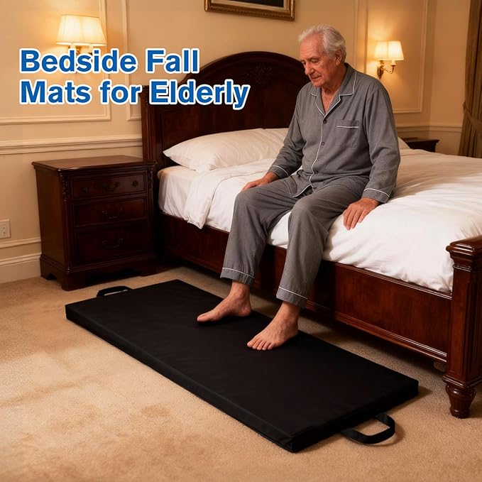 Bedside Fall Mats for Elderly 2.5 Inch Rollable High Density Foam Floor Mats - Image 3