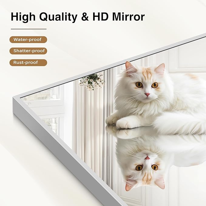 40x48inch Silver Bathroom Mirror, Large Rectangular Wall Mirrors - Image 6
