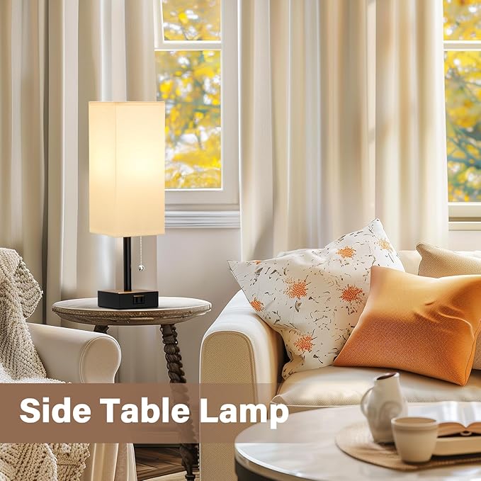 White Bedside Lamps for Bedroom Set of 2 - Image 6