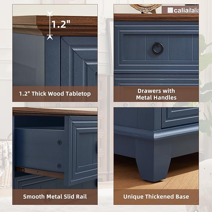 Farmhouse 5 Drawer Dresser for Bedroom Set of 2, Rustic Wood Dresser - Image 7