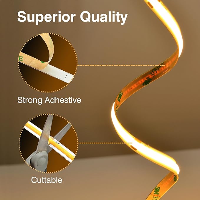 COB LED Strip Lights Warm White, 24V Dimmable led Light Strip KIT - Image 5