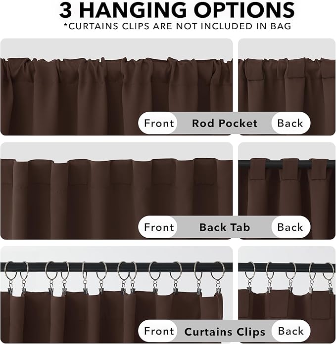 Deconovo Blackout Curtains, Thermal Insulated, W52 x L95 2 Panels, Back Tab - Image 2