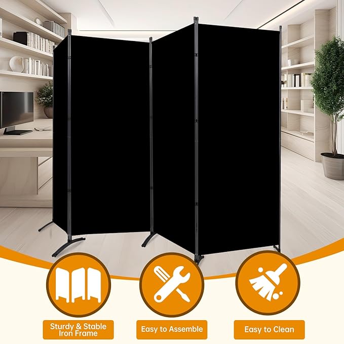 4 Panel Folding Privacy Screens, 6 FT Tall Wall Divider - Image 4