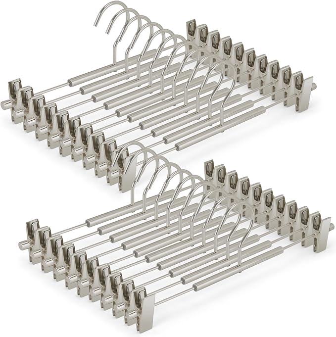 VWV 20-Pack Adjustable Women's Skirt and Pants Hangers, Space-Saving, Suitable by Designedforluxuryhangers