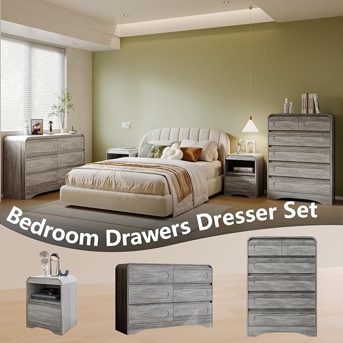 Dresser for Bedroom with 6 Drawers, Wood Closet Clothes Storage Dressers - Image 7