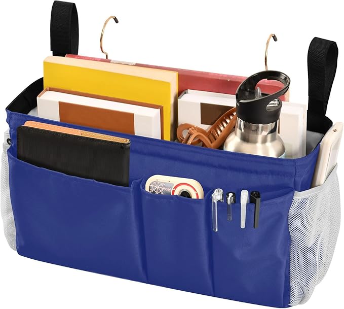 Blue Bedside Caddy Storage Bag Bedside Organizer - Image 3