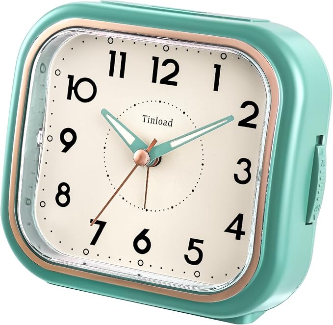 4.5" Vintage Retro Analog Alarm Clock, Super Silent Non Ticking Clock - Image 2
