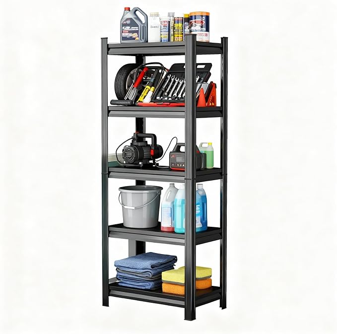 Storage Shelves, Garage Metal Shelving Unit, Adjustable, Double-Layer Column by Beaunatixx