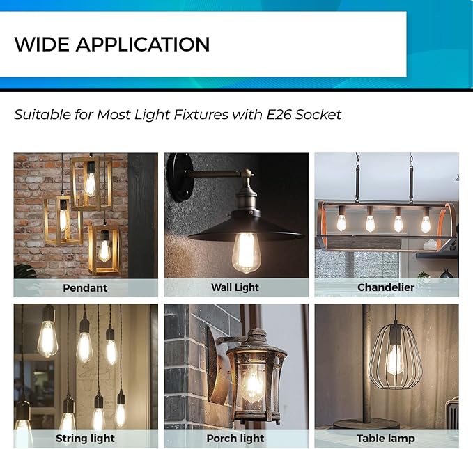 Hizashi E26 Edison Bulb 60 Watt LED, 4000K Dimmable Light Bulbs, ST19 Vintage - Image 6