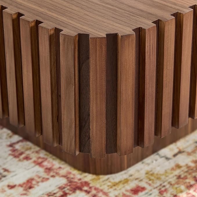 LKTART Square Coffee Table for Living Room, Accent Fluted Coffee Table - Image 5