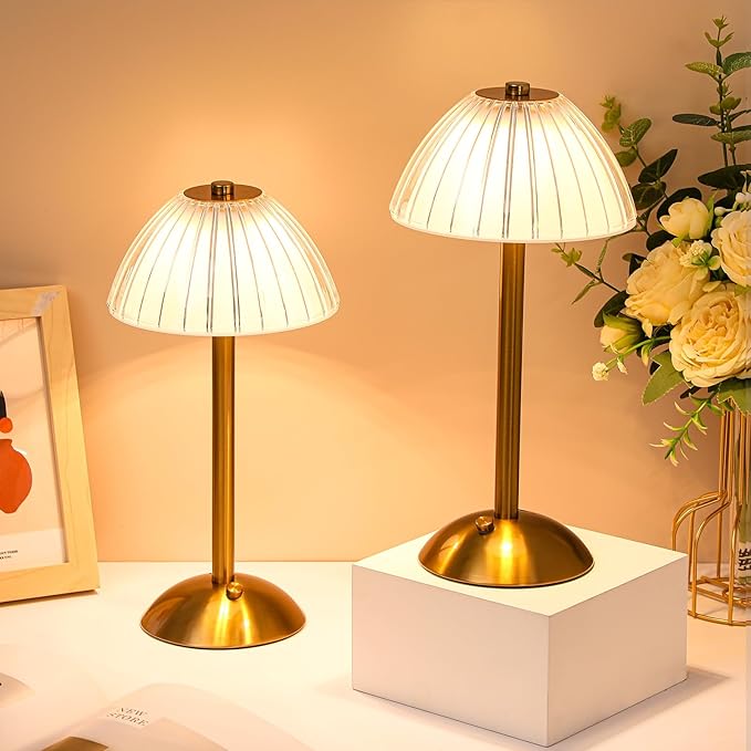 Liliful 1 Pcs Cordless Table Lamp Rechargeable Touch LED Small Gold Portable by Liliful