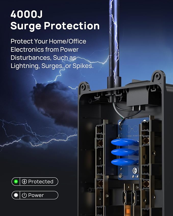 TROND Surge Protector Power Strip, 4000 Joules, ETL Listed, 13 Widely-Spaced - Image 3