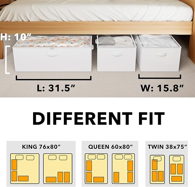 SpaceAid 3 Pack 10" High Under Bed Storage Containers, Large Underbed Storage - Image 4