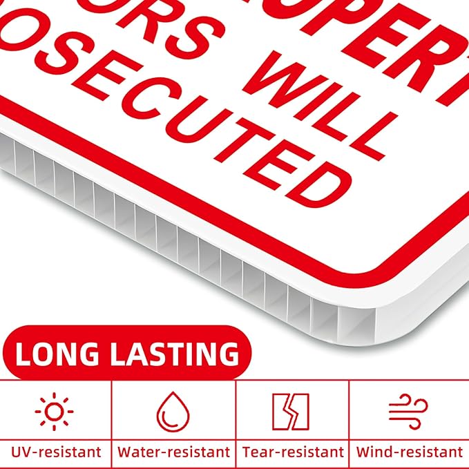 NO Trespassing Signs Private Property Video Surveillance Sign, Large 4-Pack - Image 4