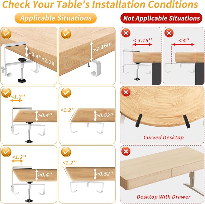 No Drill Under Desk Cable Management Tray, Fabric Cable Management - Image 8