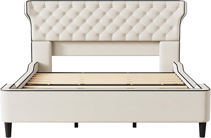 Christopher Knight Home Salus Linen Upholstered King Size Bed Frame - Image 6