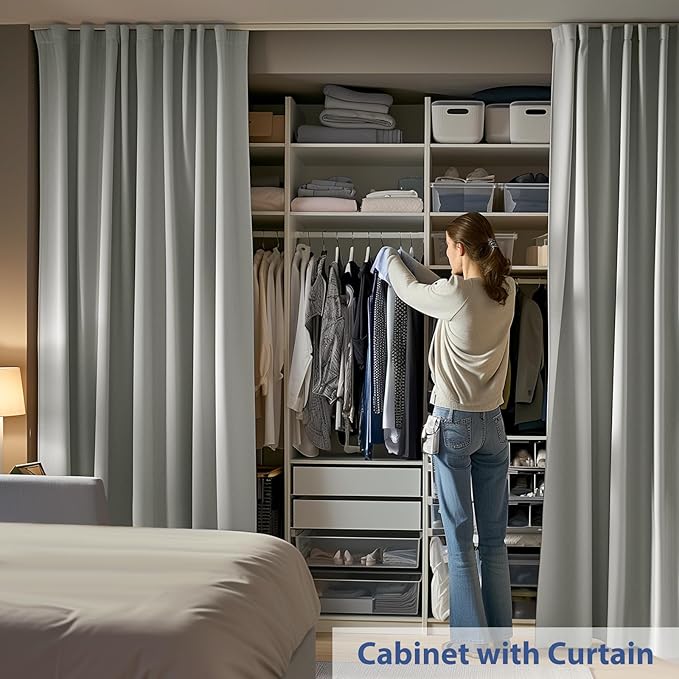 Room Divider Ceiling Mounted Curtains Track Sets Extra Wide Blackout Curtain - Image 5