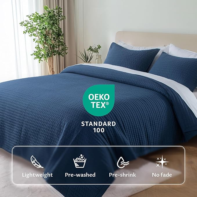 KASENTEX Twin Quilt Set 68"x86" – Soft Washed 3-Layer Lightweight Bedspread - Image 2