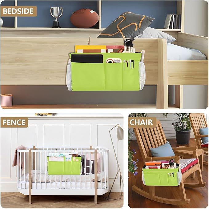 KOPIRIT Neon Yellow Bedside Caddy Storage Bag Bedside Organizer - Image 8