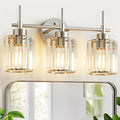 EJIAXIN 3 Light Crystal Bathroom Light Fixtures, Brushed Nickel Vanity Mirror by WelcometoEJIAXIN