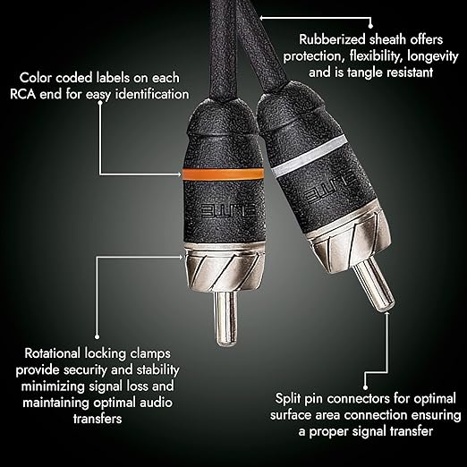 Elite Audio Premium Series 12ft. 2-Channel Car Audio RCA Cable – Double Shielded - Image 2