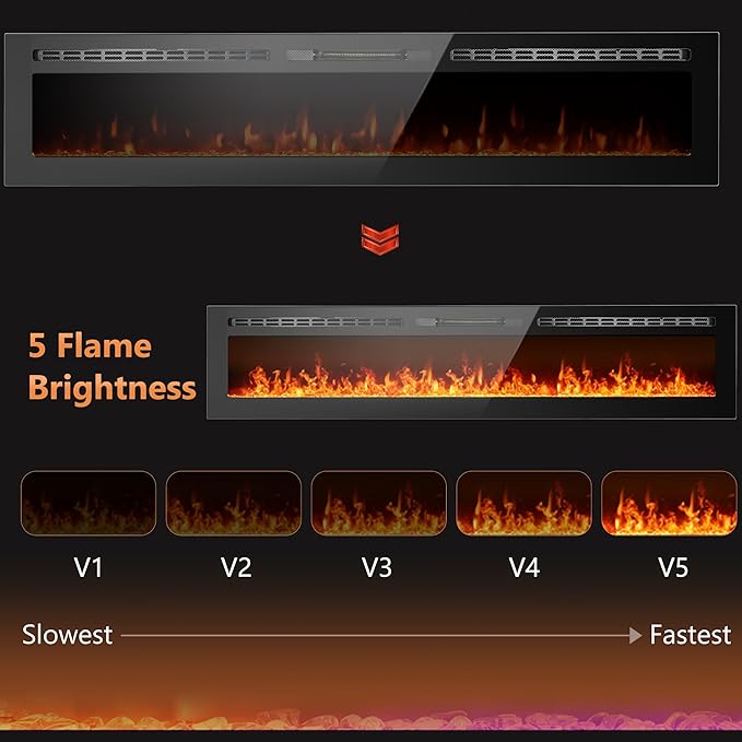 90 inch Ultra-Thin Electric Fireplace Recessed and Wall Mounted - Image 7