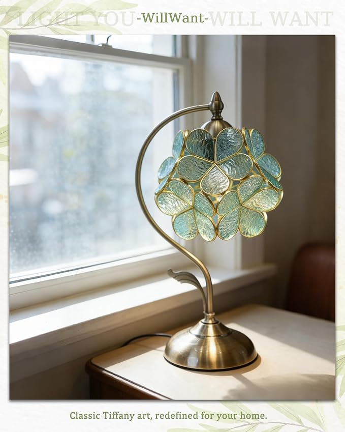 Tiffany Style Flower Table Lamp, Vintage Cherry Blossom Stained Glass Lamp - Image 6