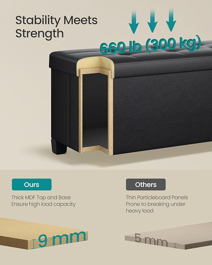 SONGMICS Storage Ottoman, Storage Bench - Image 5