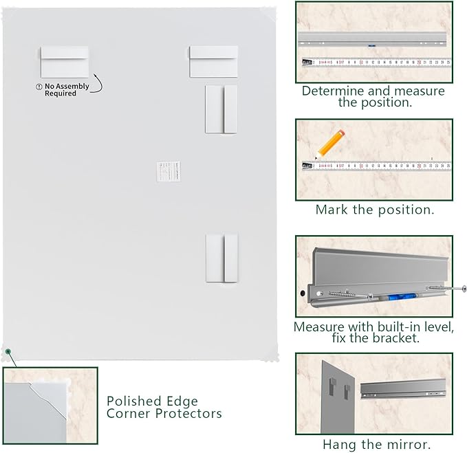 Mirrorons Frameless Mirror, Wall Mirror 24" x 32", Modern Rectangle Bathroom - Image 6
