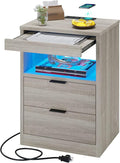 Tiptiper LED Nightstand with Wireless Charging Station, Farmhouse Nightstand by Tiptiper