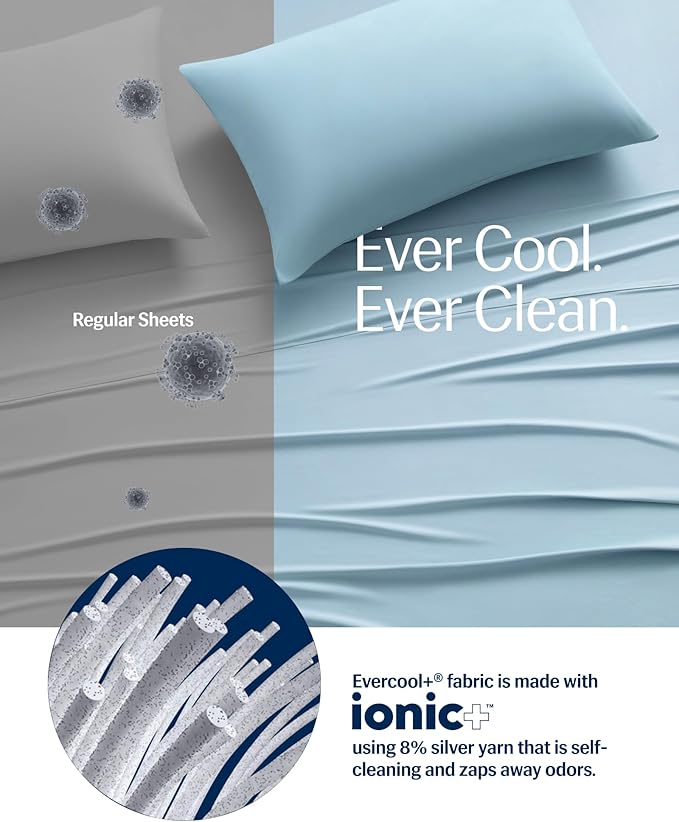 REST® Evercool®+ Top Sheet, Cali King/King Size, Light Blue - Image 5