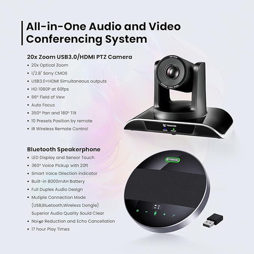20x Zoom Conference Room Camera System TONGVEO All-in-1 Video and Audio - Image 2