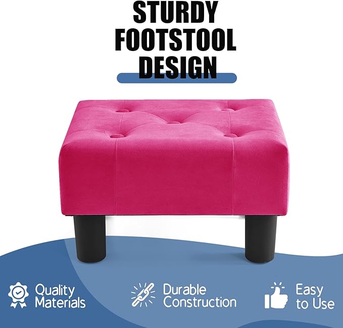 BRIAN & DANY Small Foot Stool, Velvet Foot Stools - Image 4