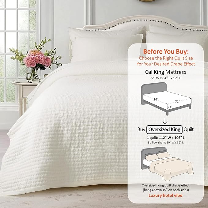 Oversized King Quilt Set 112"x106" – Soft Washed 3 - Image 3