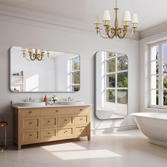 FORBATH 55x36 Inch Silver Bathroom Mirror - Image 3