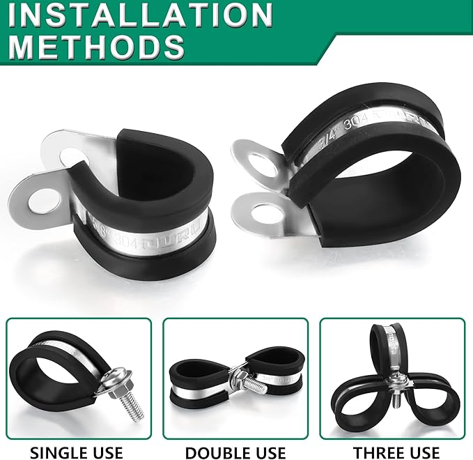 1/2-Inch Stainless Steel Rubber Coated Pipe & Wire Clamps - Image 4