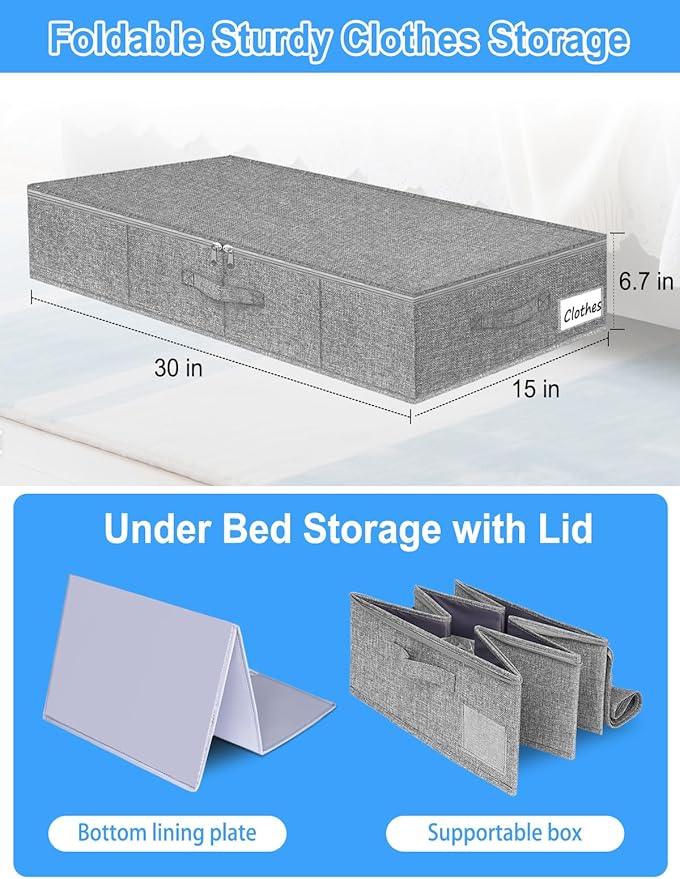 Under Bed Storage Container, Large Under-Bed Clothes Organizer - Image 3