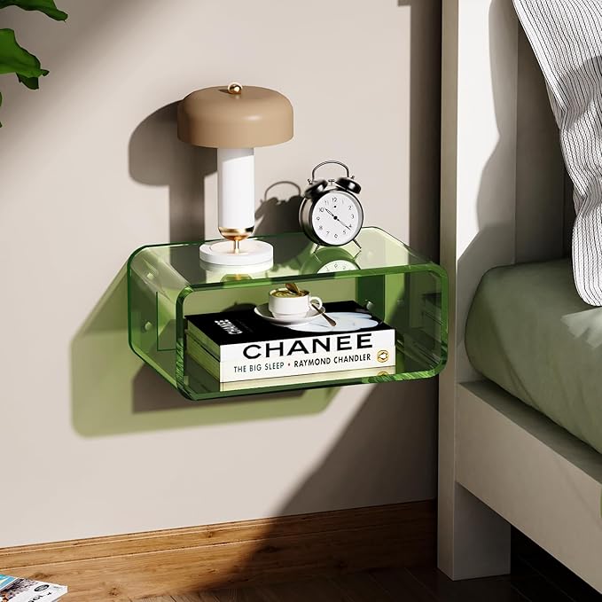 Acrylic Floating Nightstand, Bedside Table, Nightstand Shelf Wall Mounted - Image 8