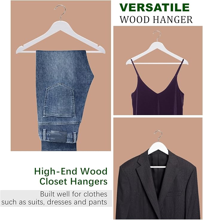 Amber Home 20 Pack Wooden Hangers - Image 5