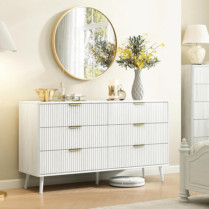 CARPETNAL Fluted 6 Drawer Dresser - Image 7