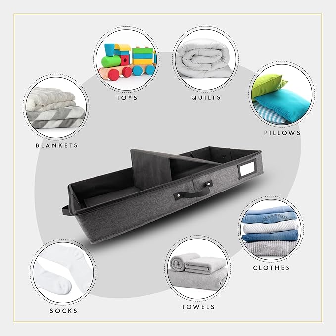 HOMELUX THEORY 2pc Low Profile Under Bed Storage Containers, Thin Under Couch - Image 6