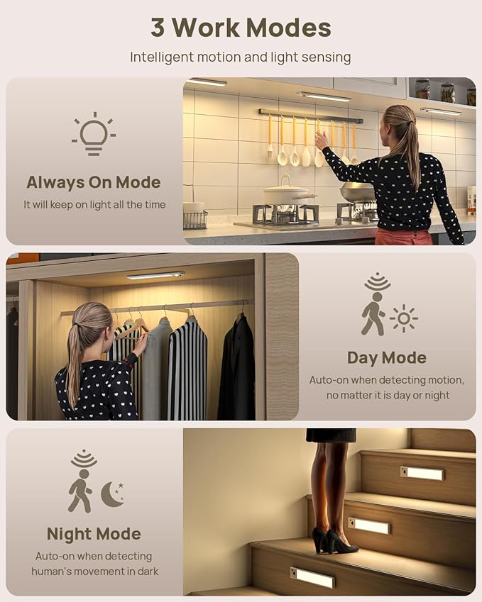 Under Cabinet Lights Wireless, Motion Sensor Light Indoor Closet Lights - Image 4
