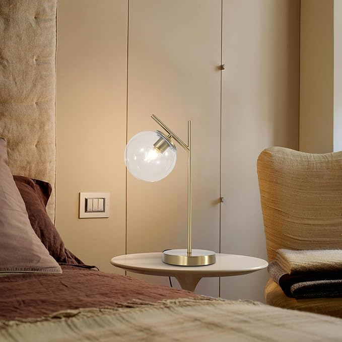 Mid Century Modern Table Lamp, Contemporary Metal Brass Bedside Lamps - Image 5