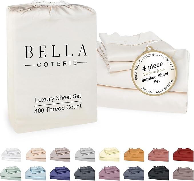 Bella Coterie Luxury Bamboo Viscose King Size Sheet Set | 100% Organically by BC