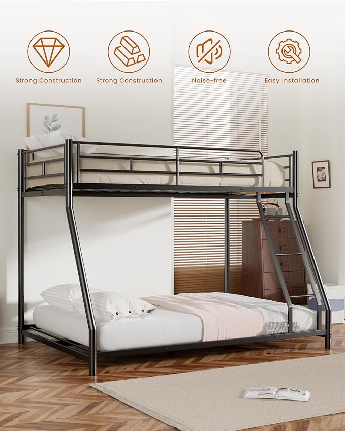 Twin Over Full Bunk Bed for Adults & Kids, Heavy Duty Bunk Beds - Image 6