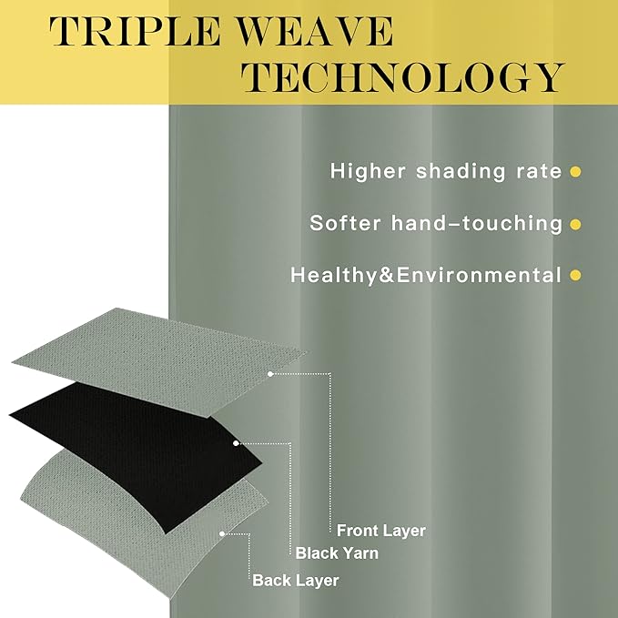 NICETOWN Blackout Patio Curtains 100 x 144 Inches Long - Image 3
