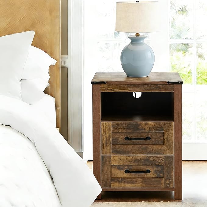 Brown Rustic Night Stand, Farmhouse End Table, Modern Bedside Table - Image 3