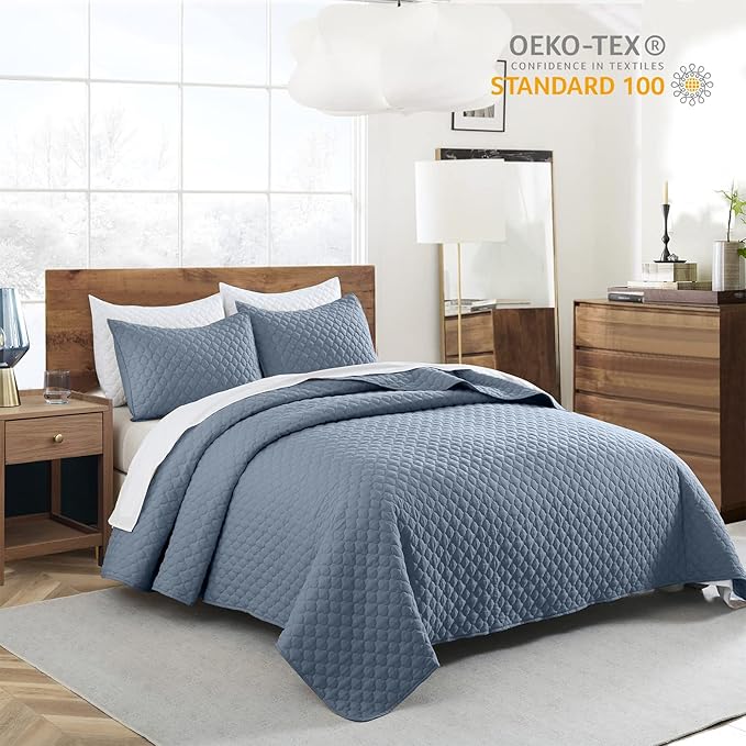 HORIMOTE HOME Quilt Twin Size Dusty Blue, Lightweight Quilt - Image 2