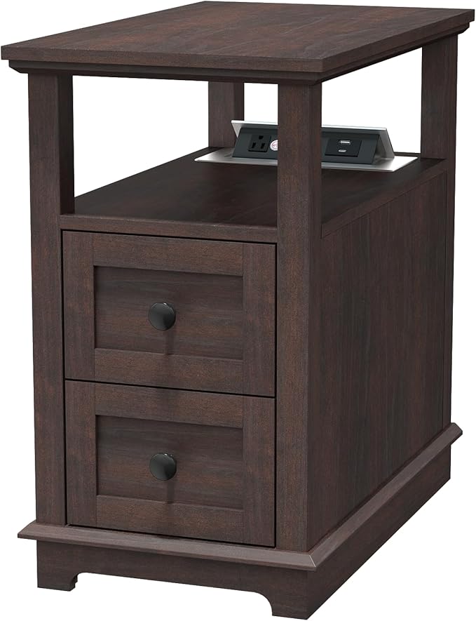 HIFYOBRO Narrow End Table with Flip Top Charging Station, Side Table with 2 by HIFYOBROUS