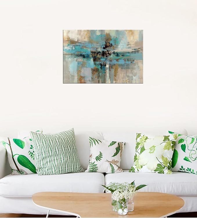 DZL Art A74769 Canvas Prints Abstract Wall Art Print Paintings Blue and Brown - Image 7